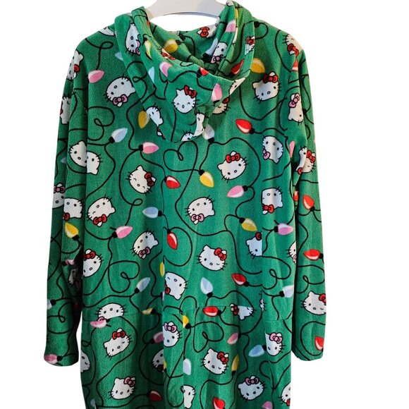 Hello Kitty Green Fleece Hooded Onesie Pajamas 3X - Picture 5 of 9